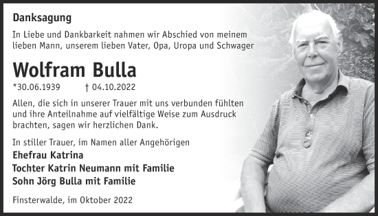 Traueranzeige von Wolfram Buna von lausitzer_rundschau