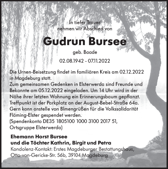 Traueranzeige von Gudrun Bursee von lausitzer_rundschau