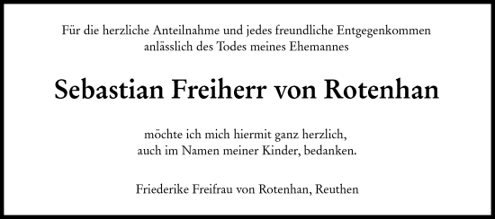 Traueranzeige von Sebastian Freiherr von Rotenhan von lausitzer_rundschau