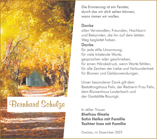 Traueranzeige von Bernhard Schulze von lausitzer_rundschau