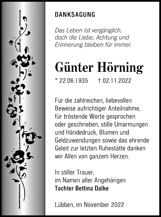Traueranzeige von Günter Hörning von lausitzer_rundschau