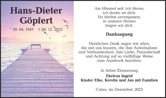 Traueranzeige von Hans-Dieter Göpfert von lausitzer_rundschau