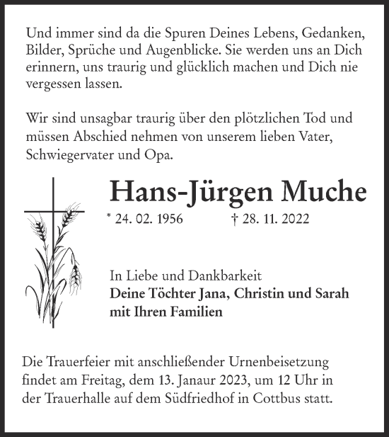 Traueranzeige von Hans Jürgen Muche von lausitzer_rundschau