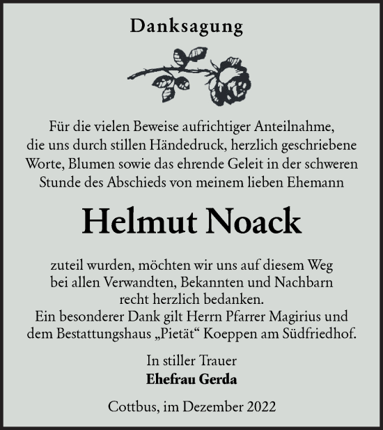 Traueranzeige von Helmut Noack von lausitzer_rundschau