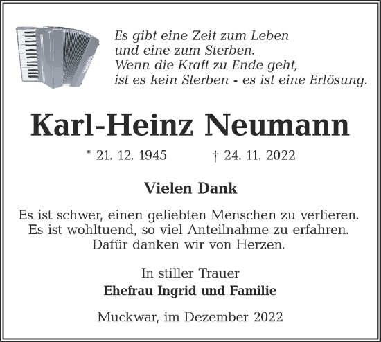 Traueranzeige von Karl-Heinz Neumann von lausitzer_rundschau