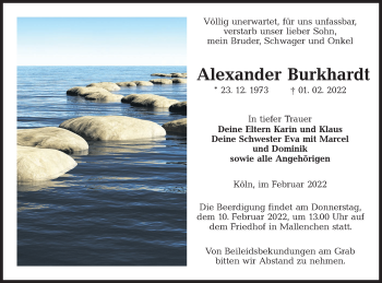 Traueranzeige von Alexander Burkhardt von lausitzer_rundschau