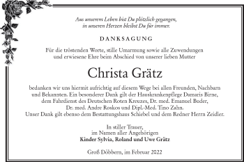 Traueranzeige von Christa Grätz von lausitzer_rundschau