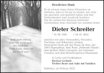 Traueranzeige von Dieter Schreiter von lausitzer_rundschau