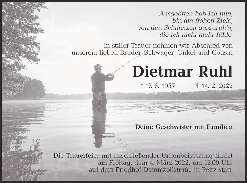  Traueranzeige für Dietmar Ruhl vom 26.02.2022 aus lausitzer_rundschau