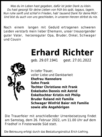 Traueranzeige von Erhard Richter von lausitzer_rundschau