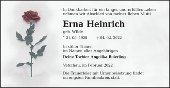 Traueranzeige von Erna Heinrich von lausitzer_rundschau