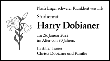 Traueranzeige von Harry Dobianer von lausitzer_rundschau