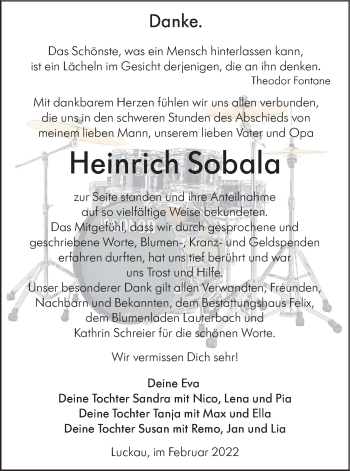 Traueranzeige von Heinrich Sobala von lausitzer_rundschau