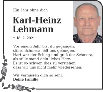 Traueranzeige von Karl-Heinz Lehmann von lausitzer_rundschau