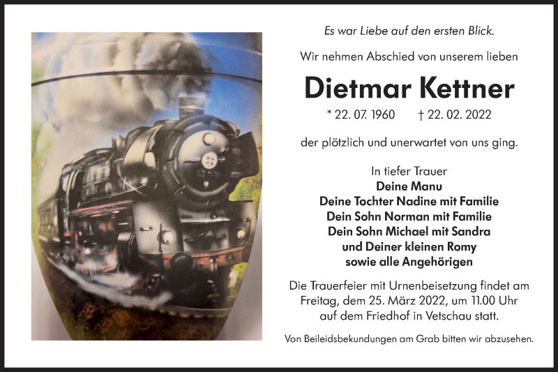  Traueranzeige für Dietmar Kettner vom 05.03.2022 aus lausitzer_rundschau