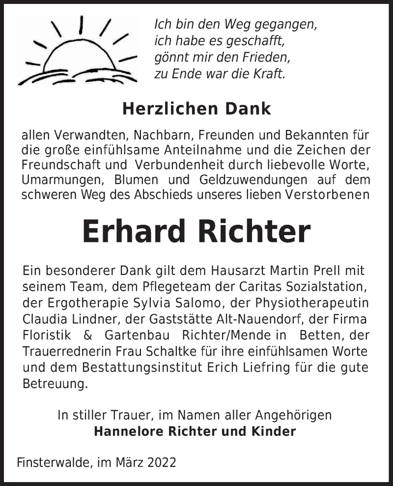  Traueranzeige für Erhard Richter vom 12.03.2022 aus lausitzer_rundschau