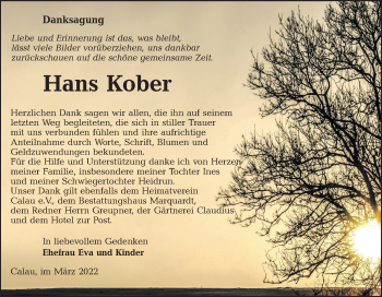 Traueranzeige von Hans Kober von lausitzer_rundschau