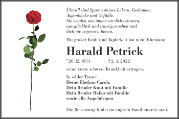 Traueranzeige von Harald Petrick von lausitzer_rundschau