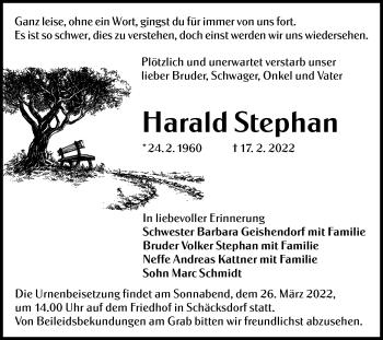 Traueranzeige von Harald Stephan von lausitzer_rundschau
