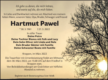 Traueranzeige von Hartmut Pawel von lausitzer_rundschau