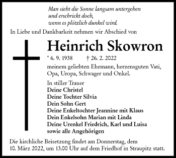 Traueranzeige von Heinrich Skowron von lausitzer_rundschau