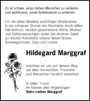 Traueranzeige von Hildegard Marggraf von lausitzer_rundschau