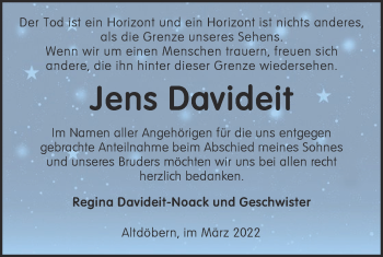 Traueranzeige von Jens Davideit von lausitzer_rundschau