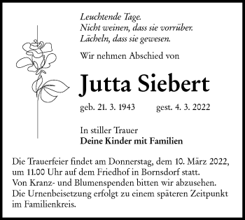 Traueranzeige von Jutta Siebert von lausitzer_rundschau