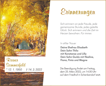 Traueranzeige von Rainer Sommerfeld von lausitzer_rundschau
