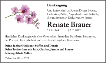 Traueranzeige von Renate Brauer von lausitzer_rundschau