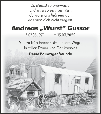 Traueranzeige von Andreas Gussor von lausitzer_rundschau