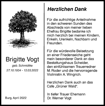 Traueranzeige von Brigitte Vogt von lausitzer_rundschau