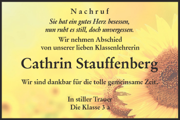 Traueranzeige von Cathrin Stauffenberg von lausitzer_rundschau