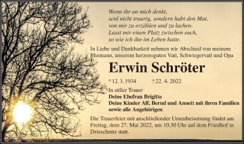 Traueranzeige von Erwin Schröter von lausitzer_rundschau