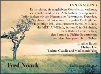 Traueranzeige von Fred Noack von lausitzer_rundschau
