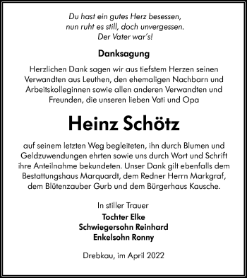 Traueranzeige von Heinz Schötz von lausitzer_rundschau