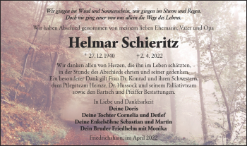 Traueranzeige von Helmar Schieritz von lausitzer_rundschau