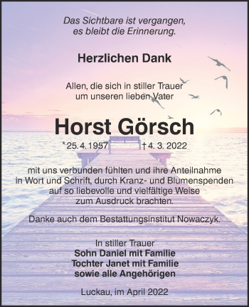 Traueranzeige von Horst Görsch von lausitzer_rundschau