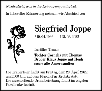 Traueranzeige von Siegfried Joppe von lausitzer_rundschau