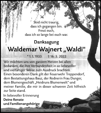 Traueranzeige von Waldemar Wajnert von lausitzer_rundschau
