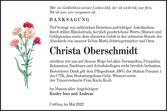 Traueranzeige von Christa Oberschmidt von lausitzer_rundschau