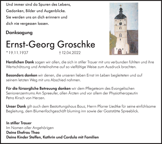 Traueranzeige von Ernst-Georg Groschke von lausitzer_rundschau