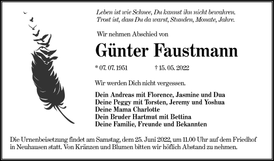 Traueranzeige von Günter Faustmann von lausitzer_rundschau