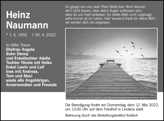 Traueranzeige von Heinz Naumann von lausitzer_rundschau