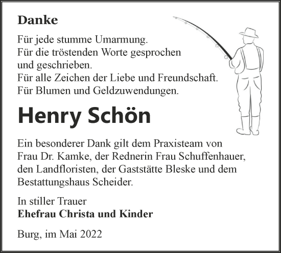 Traueranzeige von Henry Schön von lausitzer_rundschau