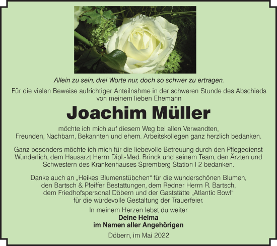 Traueranzeige von Joachim Müller von lausitzer_rundschau