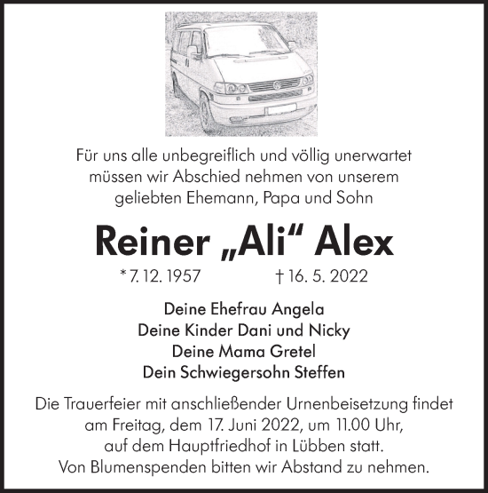 Traueranzeige von Reiner  Alex von lausitzer_rundschau