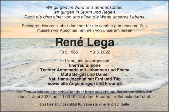Traueranzeige von René Lega von lausitzer_rundschau