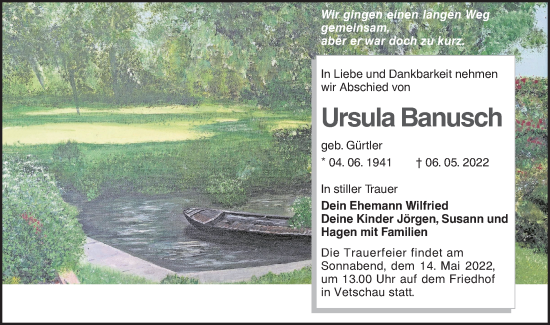 Traueranzeige von Ursula Banusch von lausitzer_rundschau