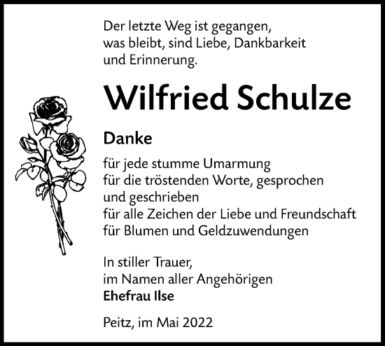 Traueranzeige von Wilfried Schulze von lausitzer_rundschau